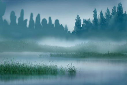 Hazy landscape walk-through image 6