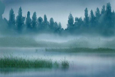 Hazy landscape walk-through image 8